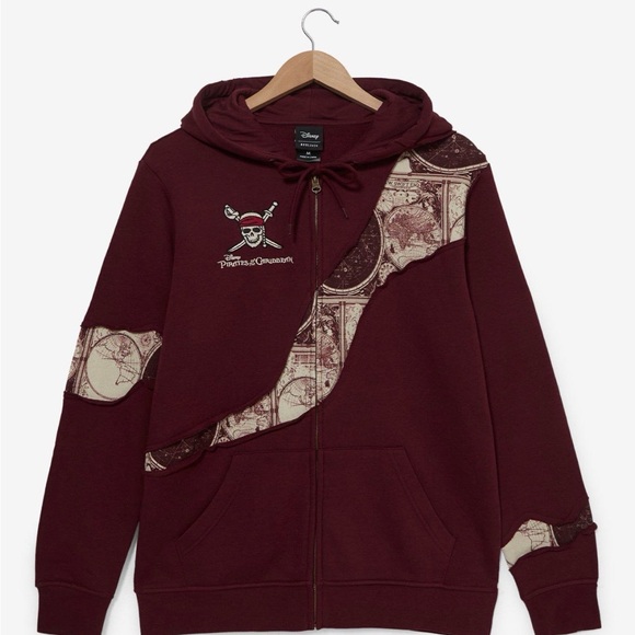 Disney Pirates of the Caribbean Patchwork Map Zip-up Hoodie - BoxLunch Exclusive - Picture 1 of 2